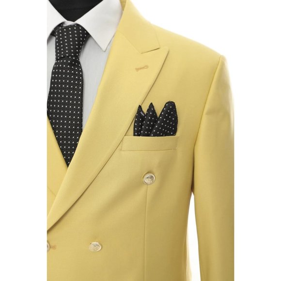 Derman Double Breasted Yellow Royal Series Suit - Picture 2 of 5
